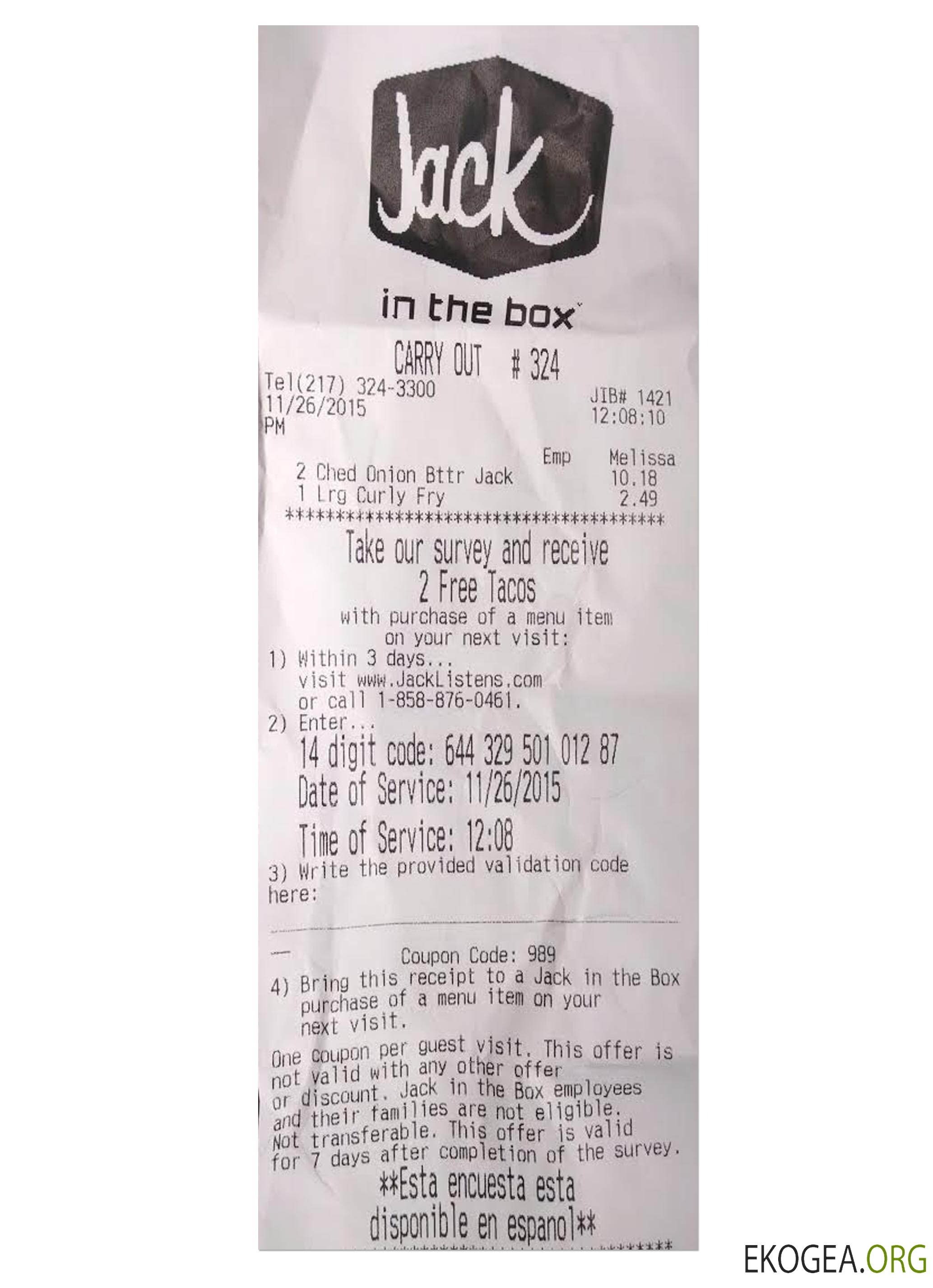 Reçu de paiement JACK